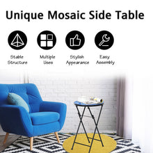 Load image into Gallery viewer, Folding Mosaic Side Table Accent Table
