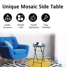 Load image into Gallery viewer, 14 Inch Round End Table with Ceramic Tile Top
