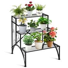 Load image into Gallery viewer, 3-Tier Metal Plant Rack Garden Shelf in Stair Style
