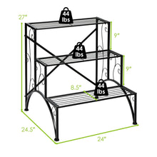 Load image into Gallery viewer, 3-Tier Metal Plant Rack Garden Shelf in Stair Style
