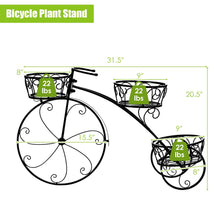 Load image into Gallery viewer, Tricycle Plant Stand Flower Pot Cart Holder in Parisian Style
