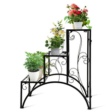 Load image into Gallery viewer, 3-Tier Metal Plant Rack Garden Shelf in Stair Style
