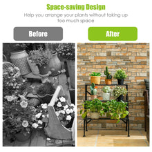 Load image into Gallery viewer, 3-Tier Metal Plant Rack Garden Shelf in Stair Style
