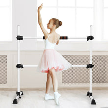 Load image into Gallery viewer, 4 Ft Portable Freestanding Stable Construction Pilates Ballet Barre with Double Dance Bar-Silver Gray
