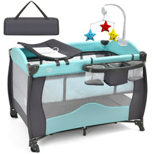 Load image into Gallery viewer, 3 in 1 Baby Playard Portable Infant Nursery Center with Music Box-Green
