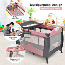 Load image into Gallery viewer, 3 in 1 Baby Playard Portable Infant Nursery Center with Music Box-Pink
