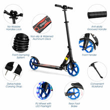 Load image into Gallery viewer, Aluminum Folding Kick Scooter with LED Wheels for Adults and Kids-Black
