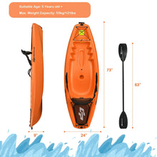 Load image into Gallery viewer, 6ft Youth Kids Kayak with Bonus Paddle and Folding Backrest for Kid Over 5-Orange
