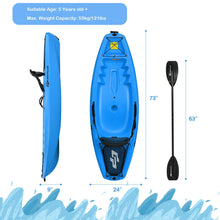 Load image into Gallery viewer, 6ft Youth Kids Kayak with Bonus Paddle and Folding Backrest for Kid Over 5-Blue
