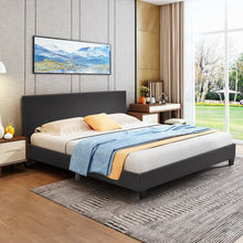 Load image into Gallery viewer, Full Upholstered Platform Bed Frame with Headboard Wood Slat-Black
