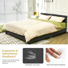 Load image into Gallery viewer, Full Upholstered Platform Bed Frame with Headboard Wood Slat-Gray
