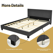 Load image into Gallery viewer, Full Upholstered Platform Bed Frame with Headboard Wood Slat-Black
