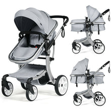 Load image into Gallery viewer, Folding Aluminum Infant Reversible Stroller with Diaper Bag-Gray
