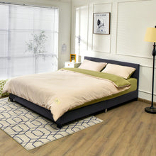 Load image into Gallery viewer, Full Upholstered Platform Bed Frame with Headboard Wood Slat-Gray
