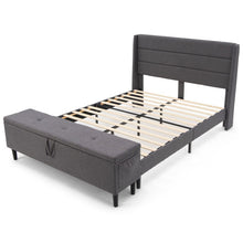 Load image into Gallery viewer, Full Upholstered Platform Bed Frame with Storage Ottoman Slats Support
