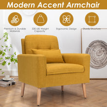 Load image into Gallery viewer, Accent Chair Cushioned Linen Armchair with Waist Pillow Sofa Chair-Yellow
