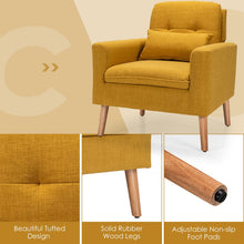 Load image into Gallery viewer, Accent Chair Cushioned Linen Armchair with Waist Pillow Sofa Chair-Yellow
