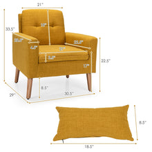 Load image into Gallery viewer, Accent Chair Cushioned Linen Armchair with Waist Pillow Sofa Chair-Yellow
