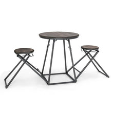 Load image into Gallery viewer, 3 Pieces Dining Table Set with 2 Foldable Stools for Small Space-Gray
