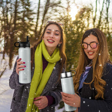 Load image into Gallery viewer, 22 Oz Double-walled Insulated Stainless Steel Water Bottle with 2 Lids and Straw-Gray
