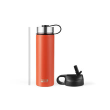 Load image into Gallery viewer, 22 Oz Double-walled Insulated Stainless Steel Water Bottle with 2 Lids and Straw-Orange
