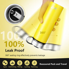 Load image into Gallery viewer, 22 Oz Double-walled Insulated Stainless Steel Water Bottle with 2 Lids and Straw-Yellow
