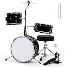 Load image into Gallery viewer, 5 Pieces Junior Drum Set with 5 Drums-Black
