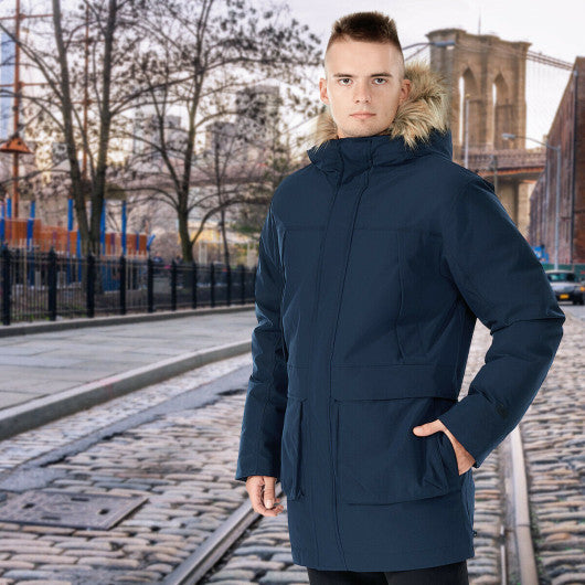 Men's Hooded Insulated Winter Puffer Parka Coat-Navy-XXXL