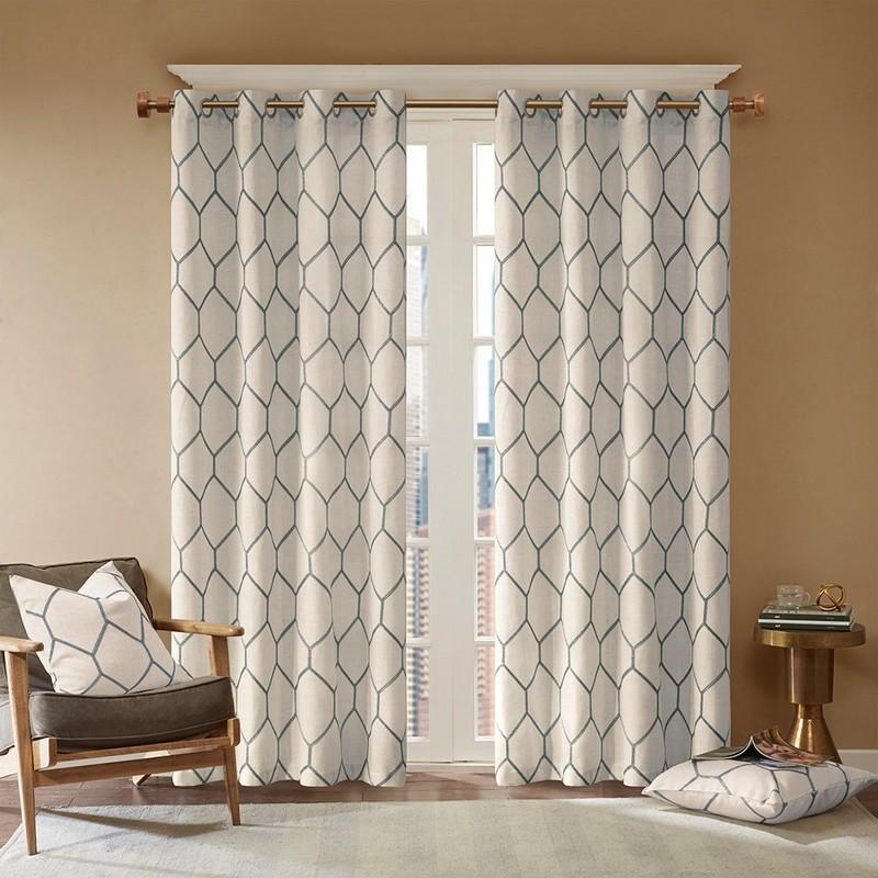 Madison Park Metallic Geo Embroidered Window Panel -50X84