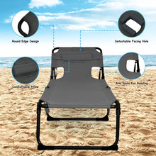 Load image into Gallery viewer, Folding Beach Lounge Chair with Pillow for Outdoor-Gray
