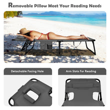 Load image into Gallery viewer, Folding Beach Lounge Chair with Pillow for Outdoor-Gray
