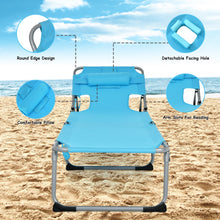 Load image into Gallery viewer, Folding Beach Lounge Chair with Pillow for Outdoor-Turquoise
