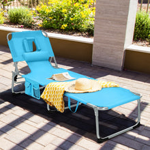 Load image into Gallery viewer, Folding Beach Lounge Chair with Pillow for Outdoor-Turquoise
