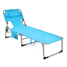 Load image into Gallery viewer, Folding Beach Lounge Chair with Pillow for Outdoor-Turquoise
