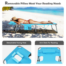 Load image into Gallery viewer, Folding Beach Lounge Chair with Pillow for Outdoor-Turquoise
