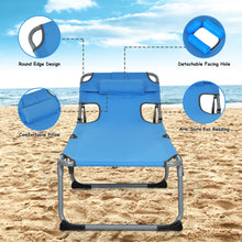 Load image into Gallery viewer, Folding Beach Lounge Chair with Pillow for Outdoor-Blue
