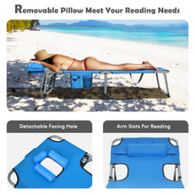 Load image into Gallery viewer, Folding Beach Lounge Chair with Pillow for Outdoor-Blue
