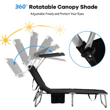 Load image into Gallery viewer, Adjustable Outdoor Beach Patio Pool Recliner with Sun Shade-Black
