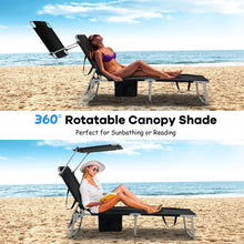 Load image into Gallery viewer, Adjustable Outdoor Beach Patio Pool Recliner with Sun Shade-Black
