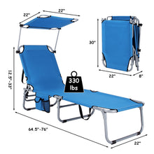 Load image into Gallery viewer, Adjustable Outdoor Beach Patio Pool Recliner with Sun Shade-Navy
