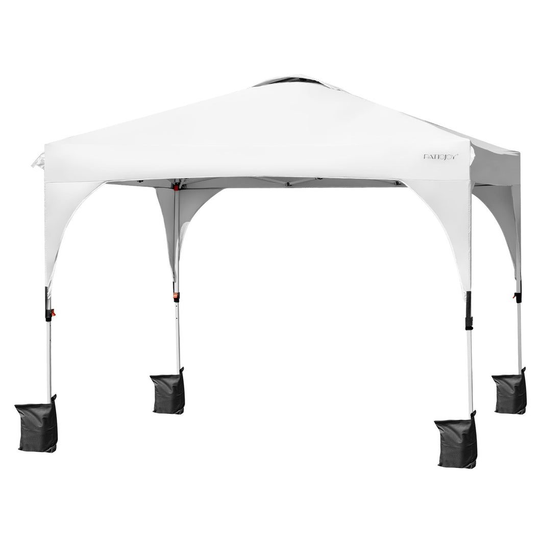 10' x 10' Outdoor Pop-up Camping Canopy Tent with Roller Bag-White