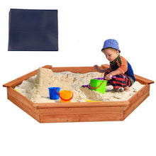 Load image into Gallery viewer, Hexagon Wooden Cedar Sand Box with Seat Boards
