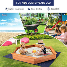 Load image into Gallery viewer, Hexagon Wooden Cedar Sand Box with Seat Boards
