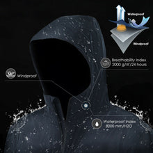 Load image into Gallery viewer, Men&#39;s Waterproof Rain Windproof Hooded Raincoat Jacket-Black-XXL
