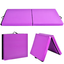 Load image into Gallery viewer, 6 x 2 Feet Gymnastic Mat with Carrying Handles for Yoga-Purple
