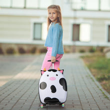 Load image into Gallery viewer, 16 Inch Kids Rolling Luggage with 2 Flashing Wheels and Telescoping Handle-Black &amp; White
