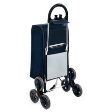 Load image into Gallery viewer, Folding Stair Climbing Shopping Cart with Removable Bag and Handle-Navy
