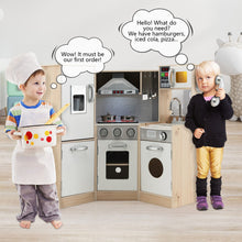 Load image into Gallery viewer, Kids Corner Wooden Kitchen Playset with Cookware Accessories
