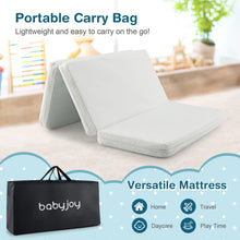 Load image into Gallery viewer, 38 x 26 Inch Tri-fold Pack and Play Mattress Topper Mattress Pad with Carrying Bag-White
