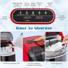 Load image into Gallery viewer, Countertop Ice Maker 26.5lbs/Day with Self-Cleaning Function and Flip Lid-Red
